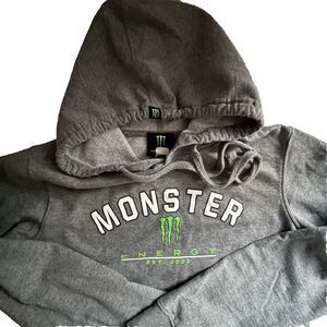 Monster Energy Drink Hoodie Womens S Grey Pullover
